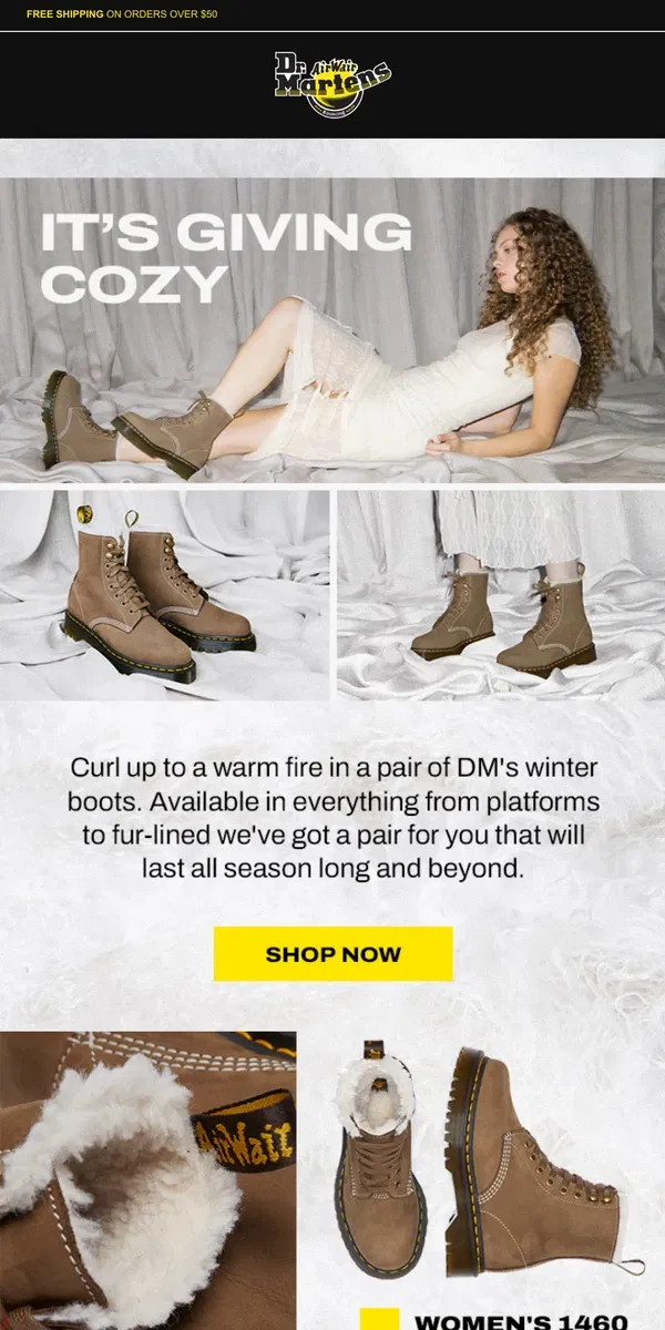 Email from Dr. Martens. Cozy winter boots