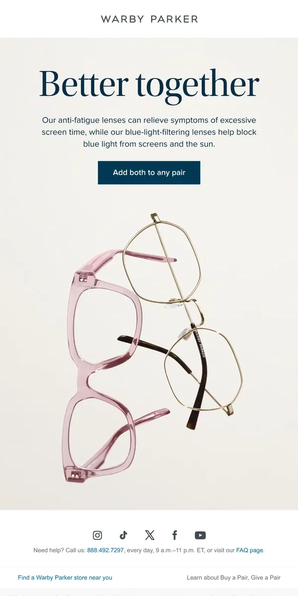 Email from Warby Parker. Easy on the eyes