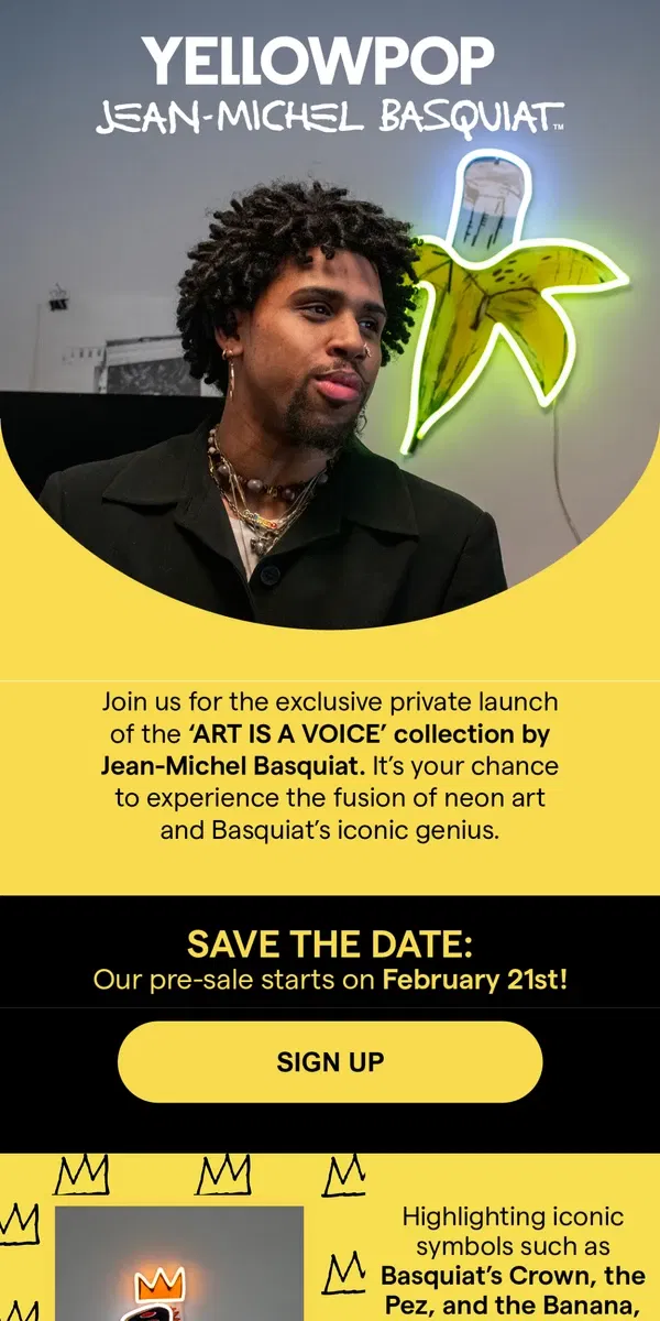 Email from Yellowpop. BASQUIAT COLLECTION IS COMING!