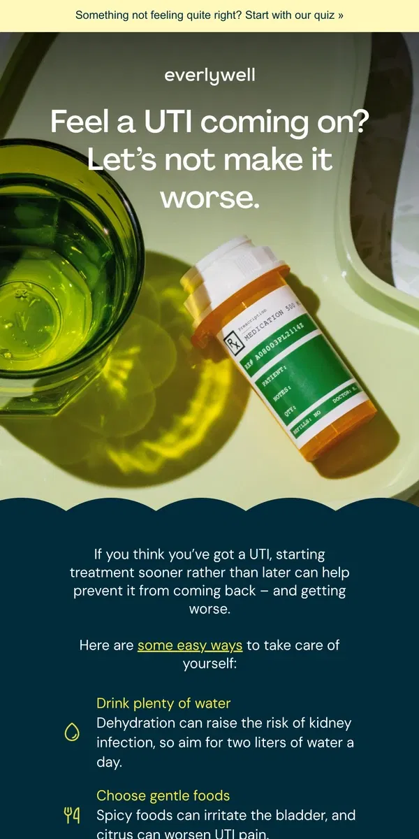 Email from Everlywell. UTI? Here’s what not to do