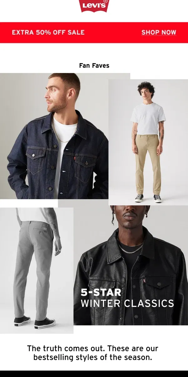 Email from Levi's. 5-star winter faves