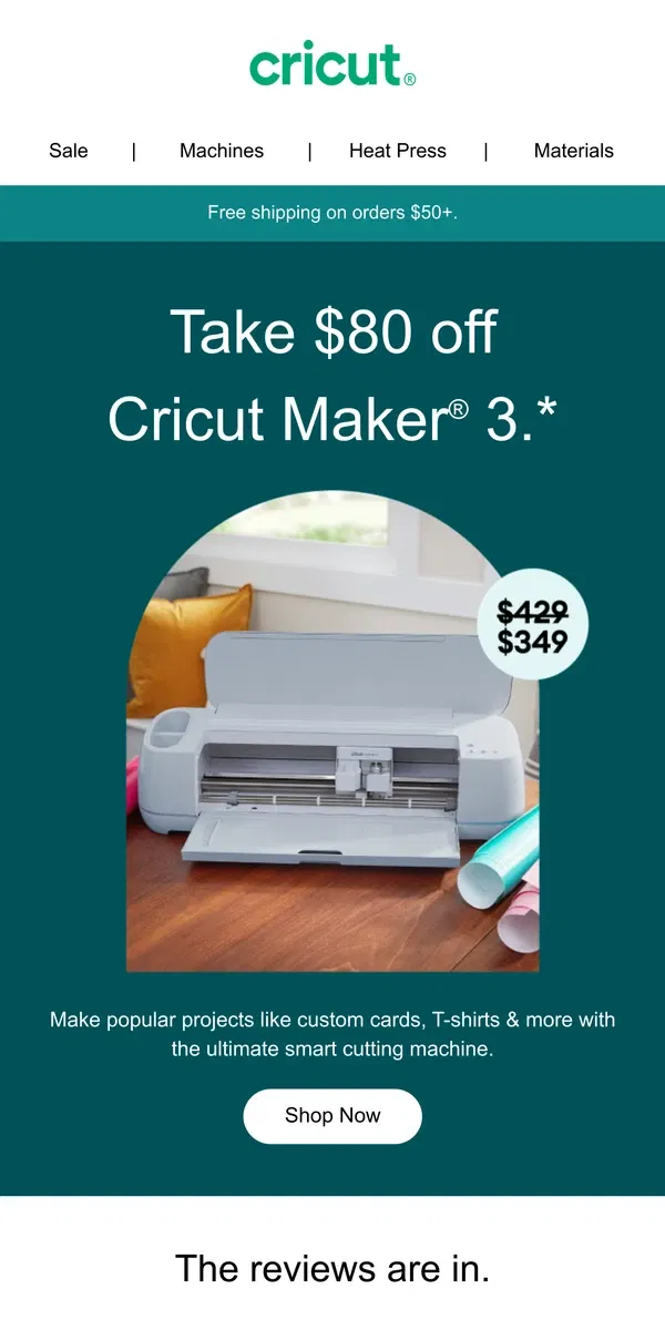 Email from Cricut. Open for $80 Off! 💥