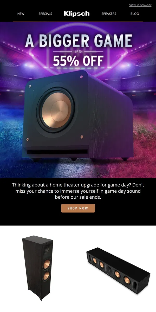 Email from Klipsch. ENDS TONIGHT | Up to 55% OFF Klipsch Premium Home Audio