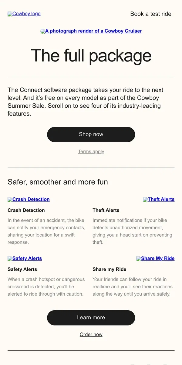 Email from Cowboy. Free Connect on every model