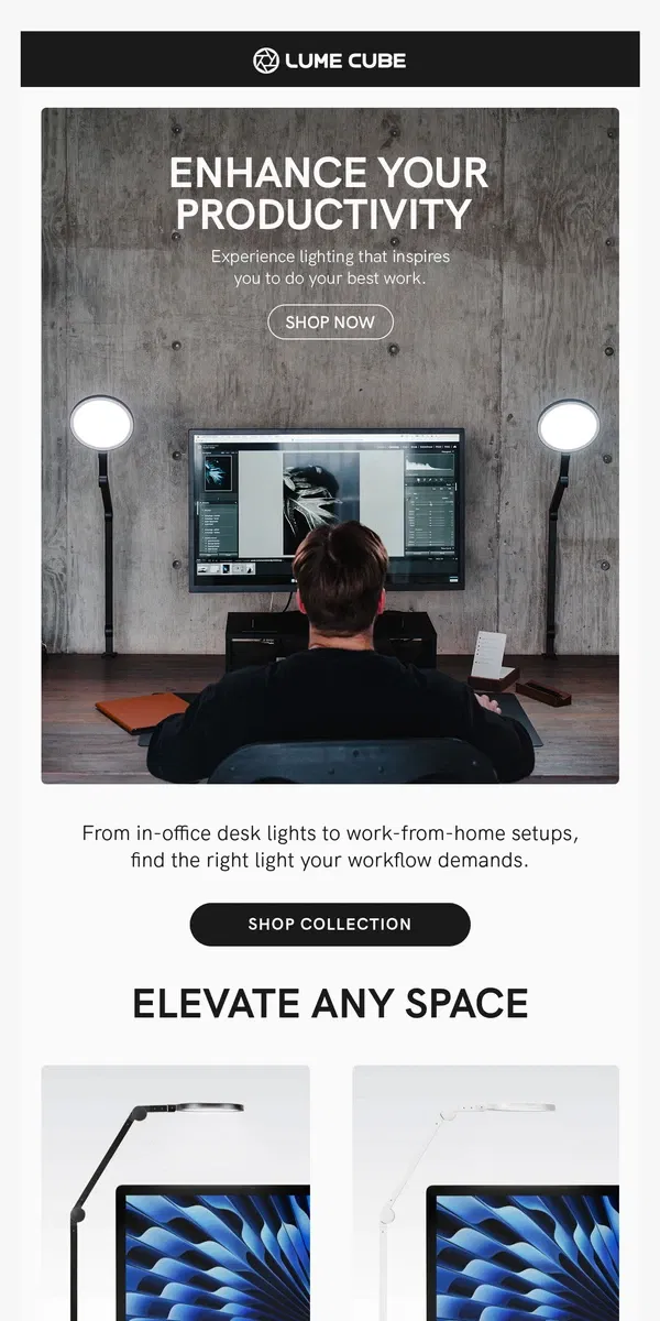 Email from Lume Cube. Upgrade Your Space✔️