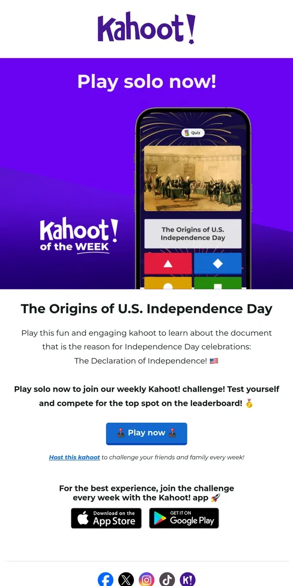 Email from Kahoot!. Hey, Kahoot! of the week is here! 🚀