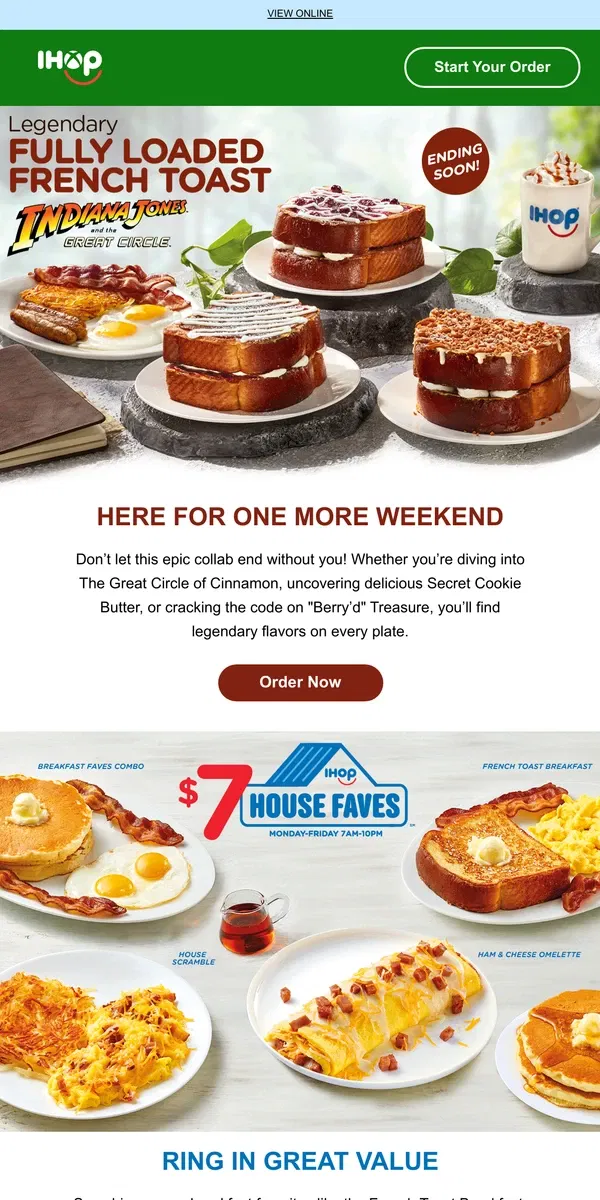 Email from IHOP. 🍞Xbox & Fully Loaded French Toast: Logging Off Soon