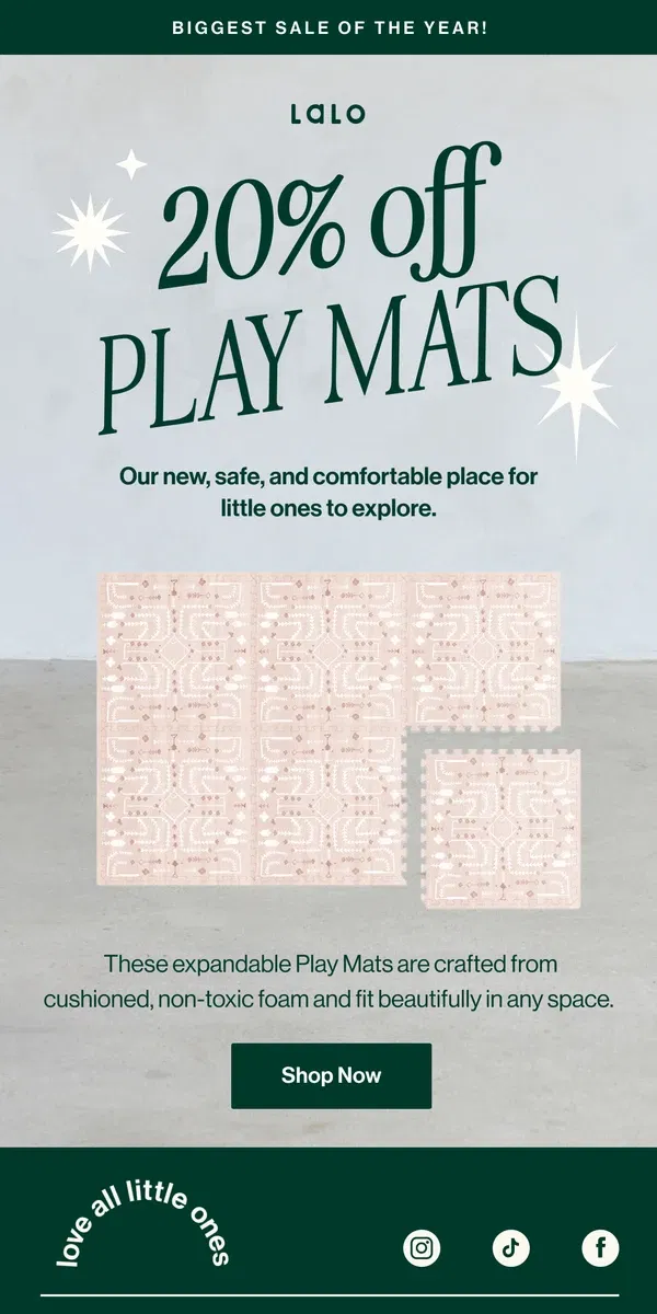 Email from Lalo. *New* 20% off Play Mats!