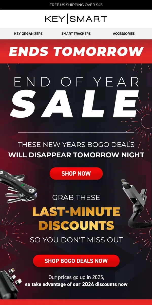 Email from KeySmart. 1 day left 🛑 did you miss it?