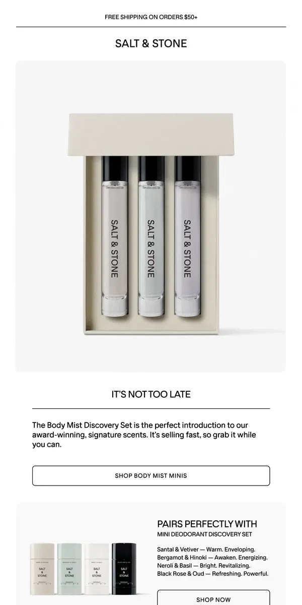 Email from SALT & STONE. New & Pocket-Sized