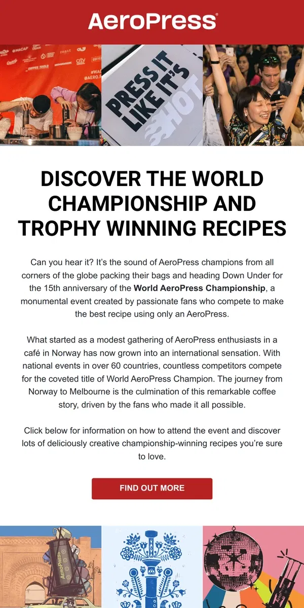 Email from AeroPress. Learn How the Pros Make an AeroPress Coffee!