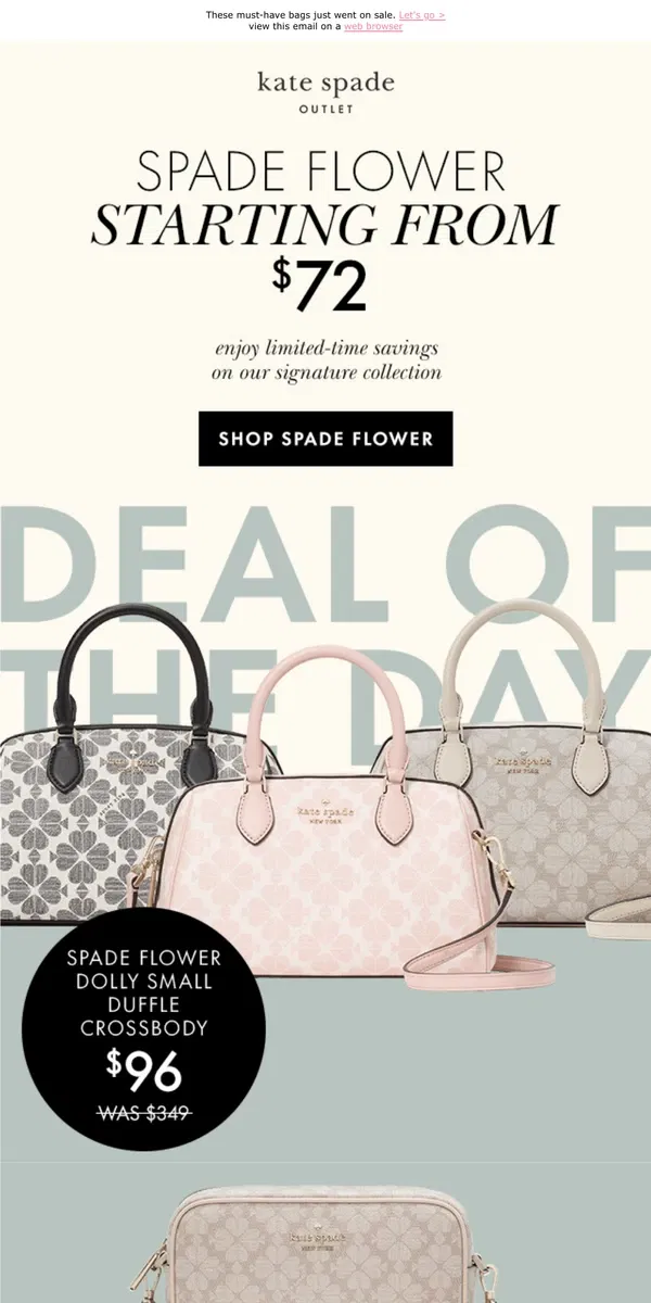 Email from Kate Spade. Spade flower deals are in bloom