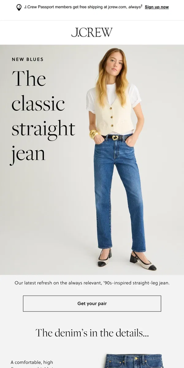 Email from J.Crew. Our latest take on the '90s-inspired straight leg