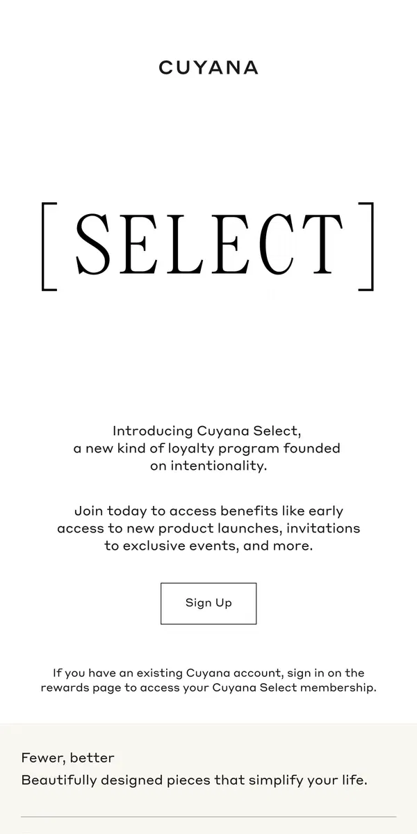 Email from Cuyana. Introducing Cuyana Select