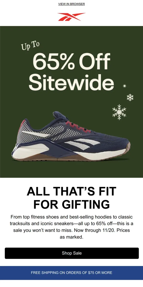 Email from Reebok. This sale is just too good 👈