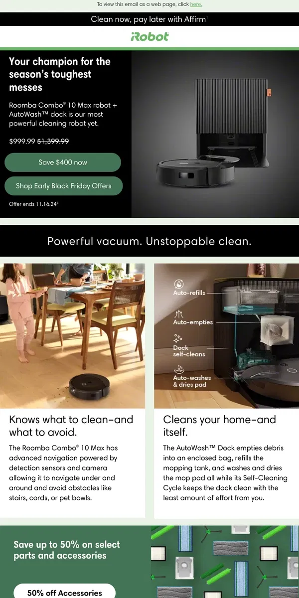 Email from iRobot. New Robots Added! Shop Early Black Friday Deals.