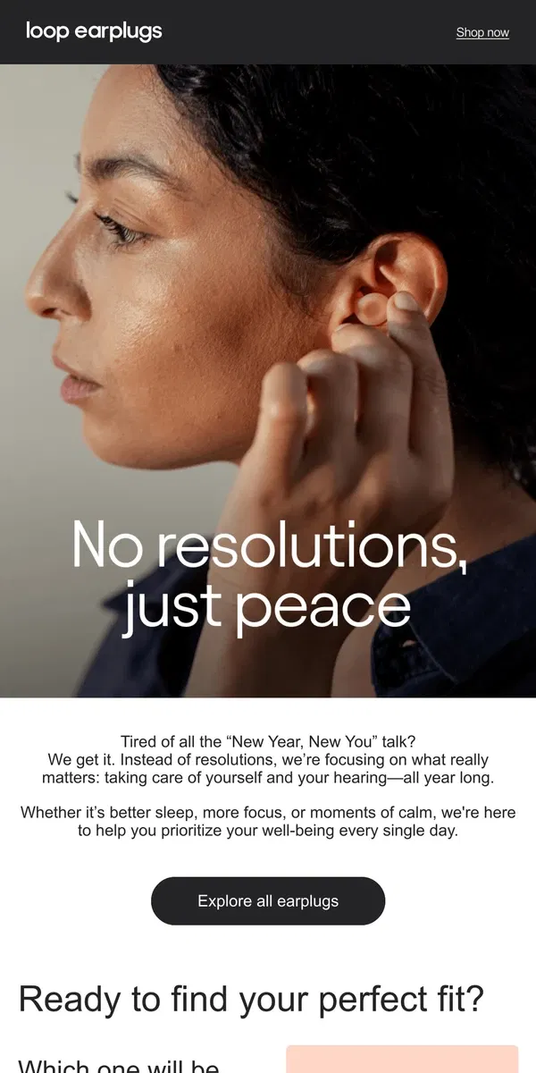 Email from Loop Earplugs. This January, focus on what matters: You.