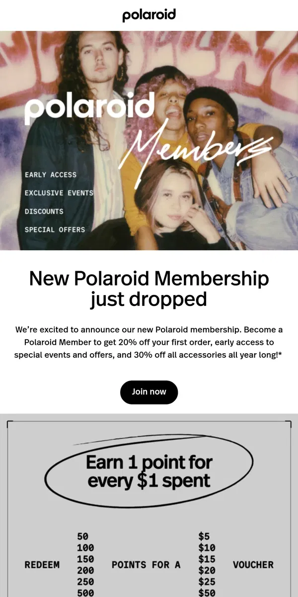 Email from Polaroid. New membership just dropped 🔥🔥  