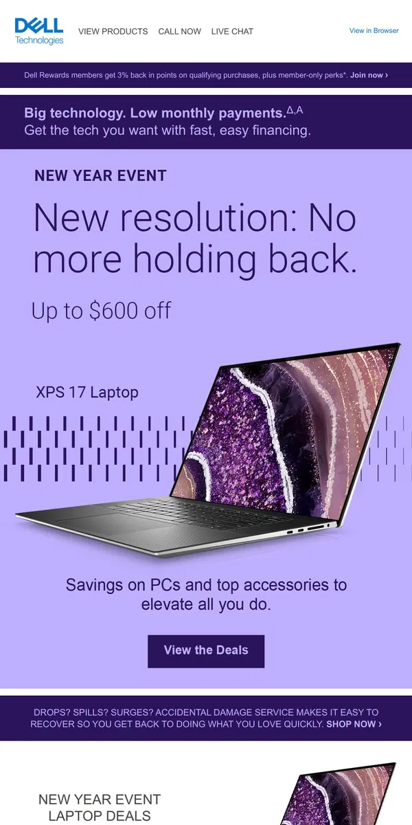 Email from Dell. New Year Event | Step up all you do with these savings