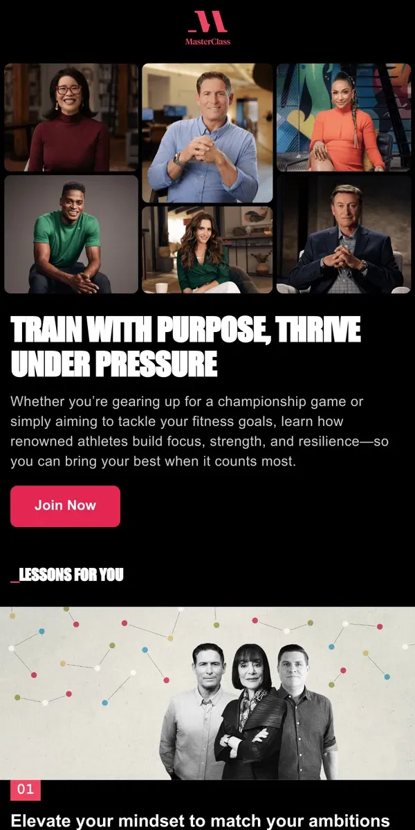 Email from Masterclass. Here’s how the pros prepare for a winning game day