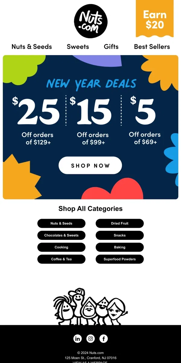 Email from Nuts.com. We did it again—$25 OFF!