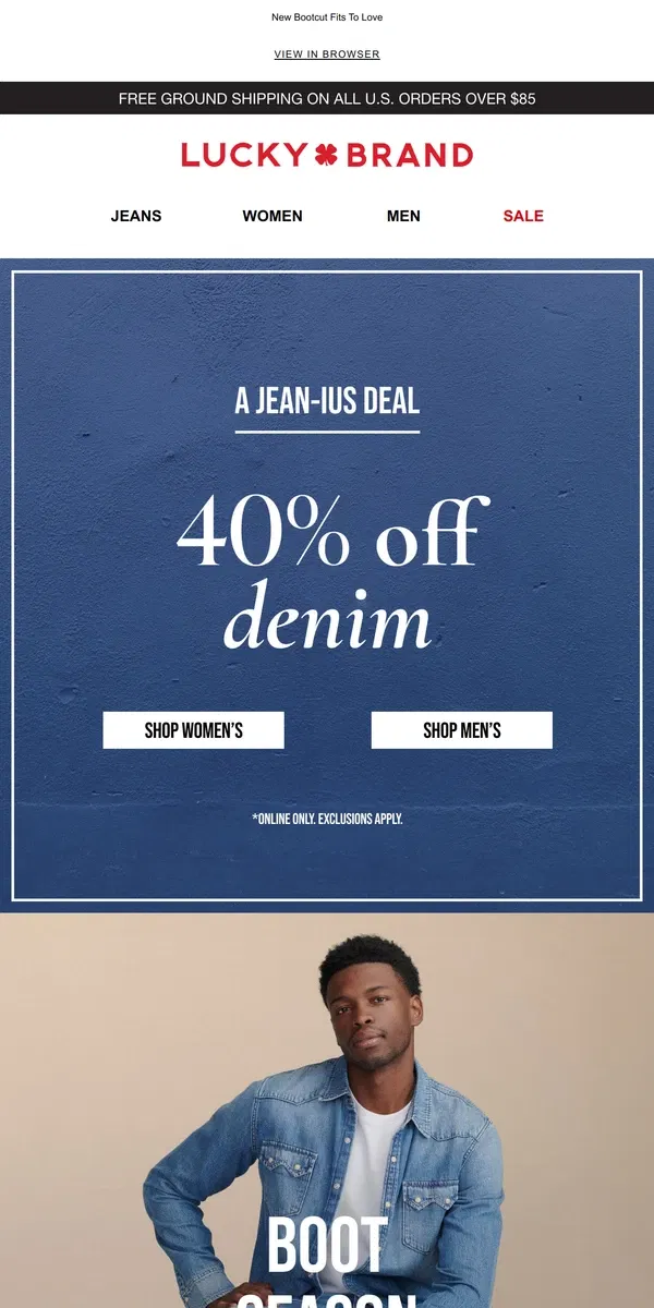 Email from Lucky Brand. 40% Off Our Most-Wanted Jeans