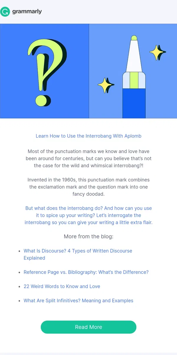 Email from Grammarly. What’s an interrobang?!