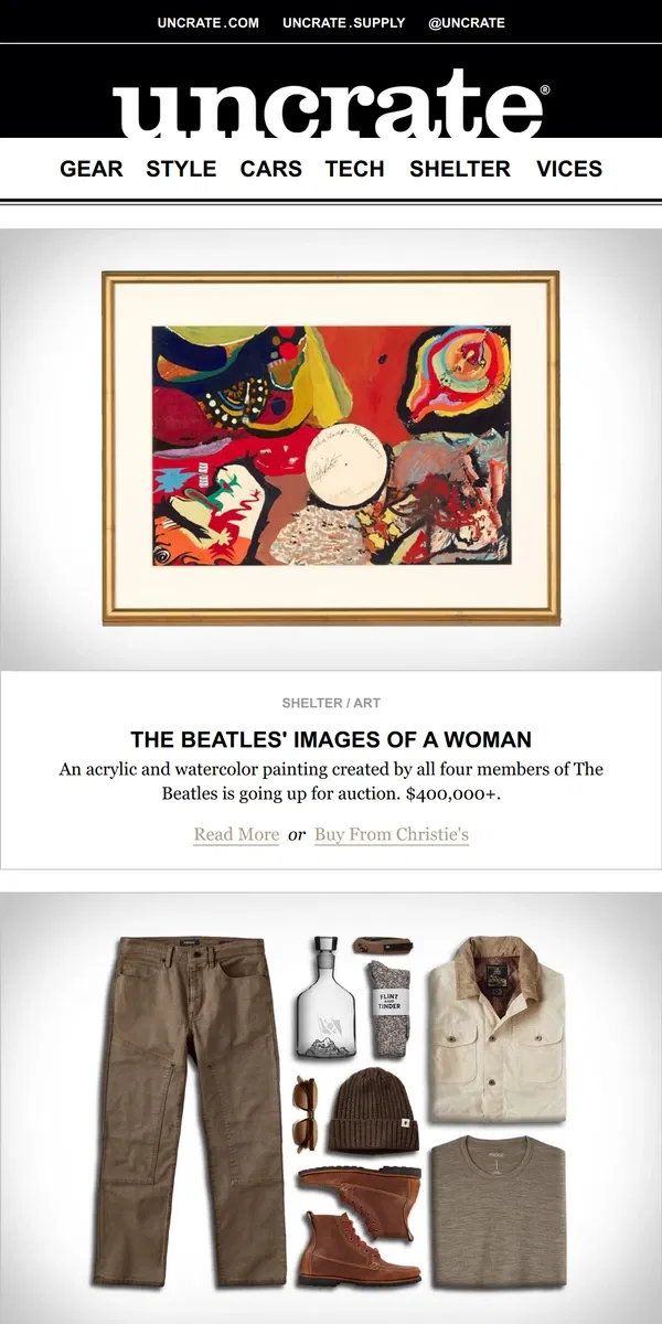 Email from Uncrate. The Beatles' Images of a Woman & more