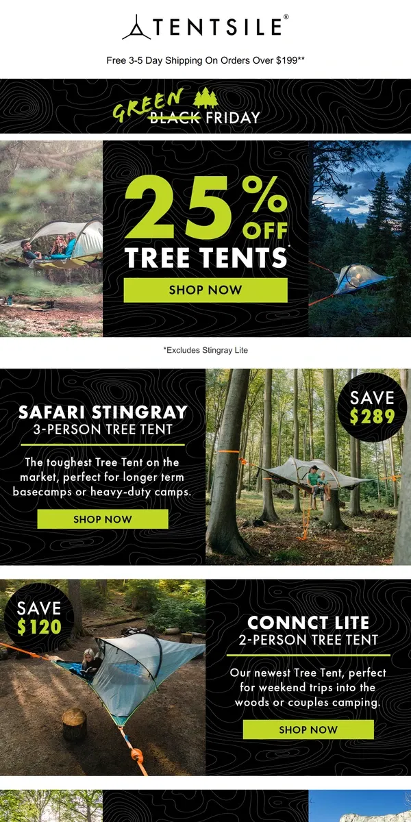 Email from Tentsile. 25% OFF | Black Friday Favourites 🌲