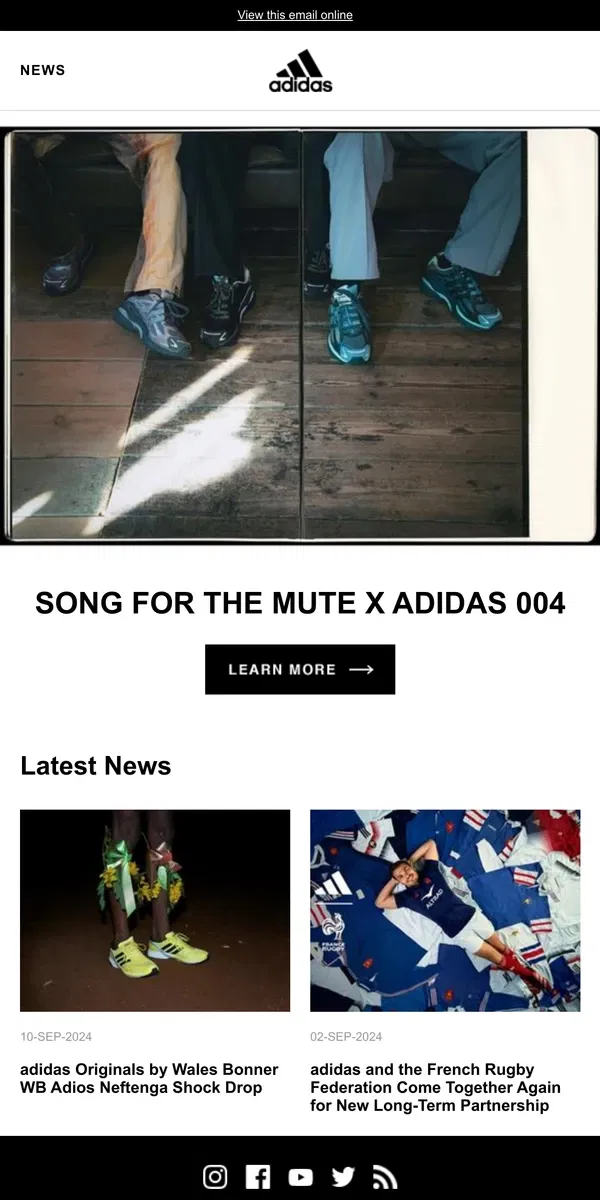 Email from Adidas. Song for the Mute x adidas 004