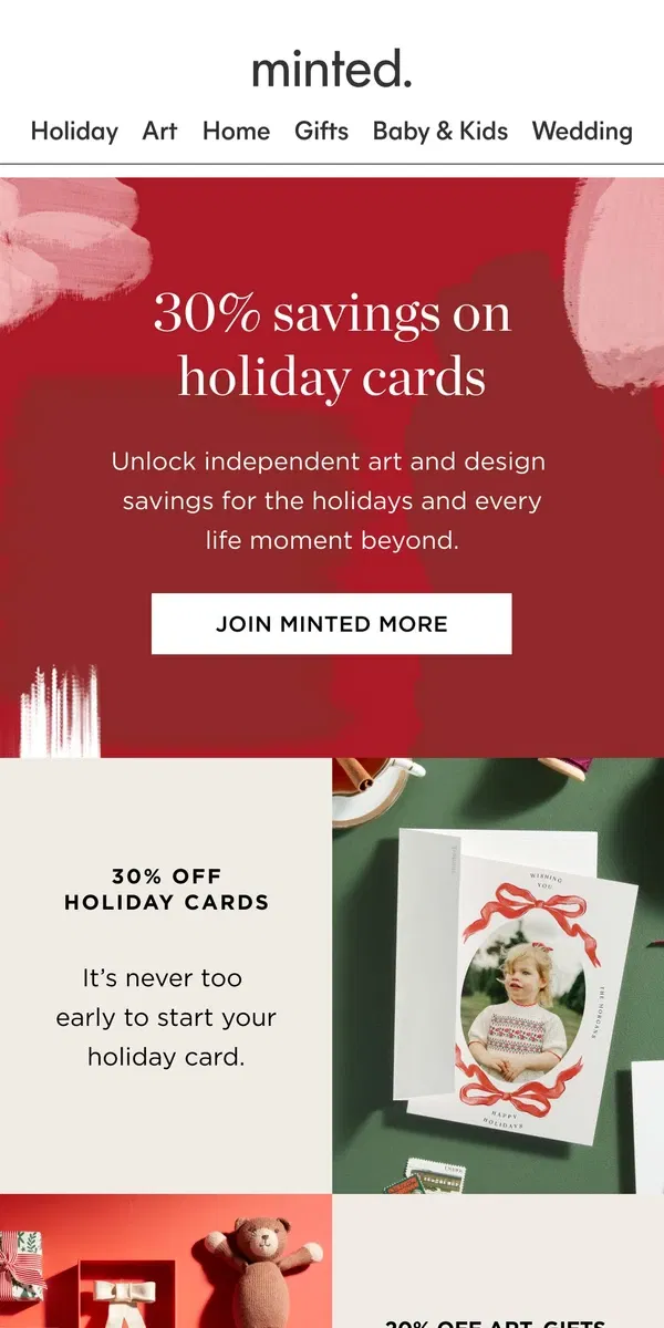 Email from Minted. Planning to buy holiday cards?