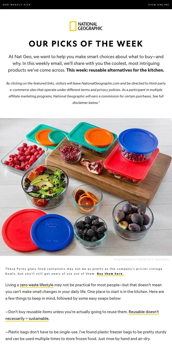 Email from National Geographic. 4 reusable kitchen alternatives you'll use every day