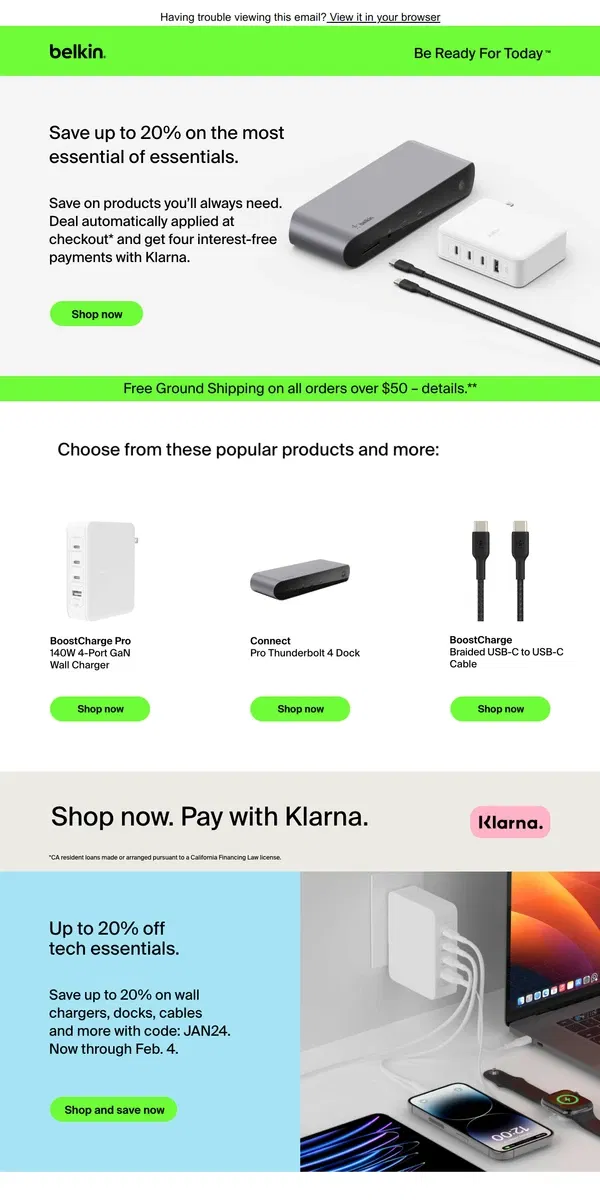 Email from Belkin. Open for amazing deals on our essential collection