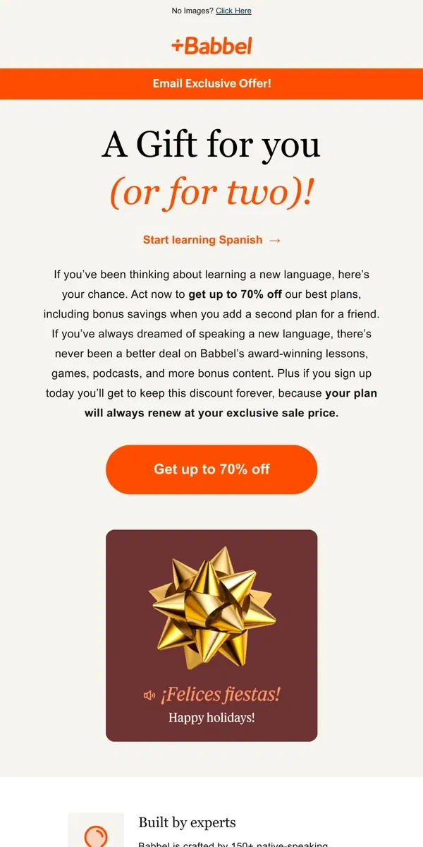 Email from Babbel. 📣 GET 70% OFF! (sorry for shouting, we’re excited!)