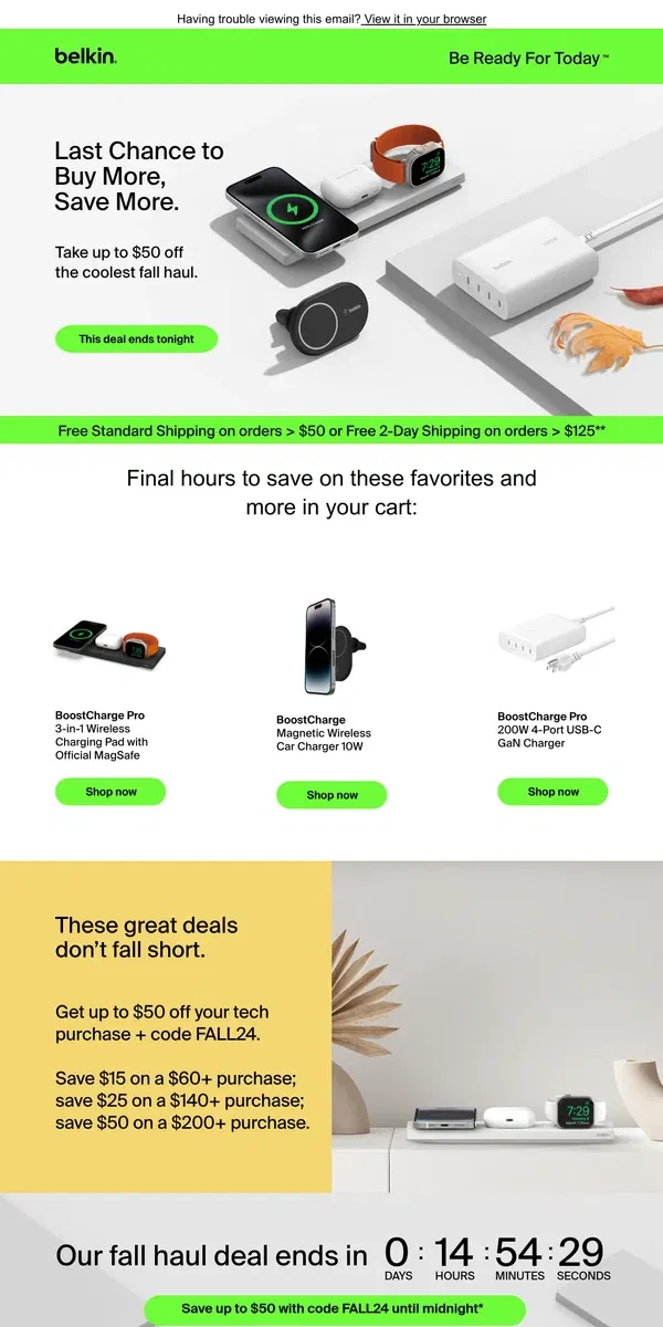 Email from Belkin. 🍁 Your last chance to stock up and save for fall! 🍁