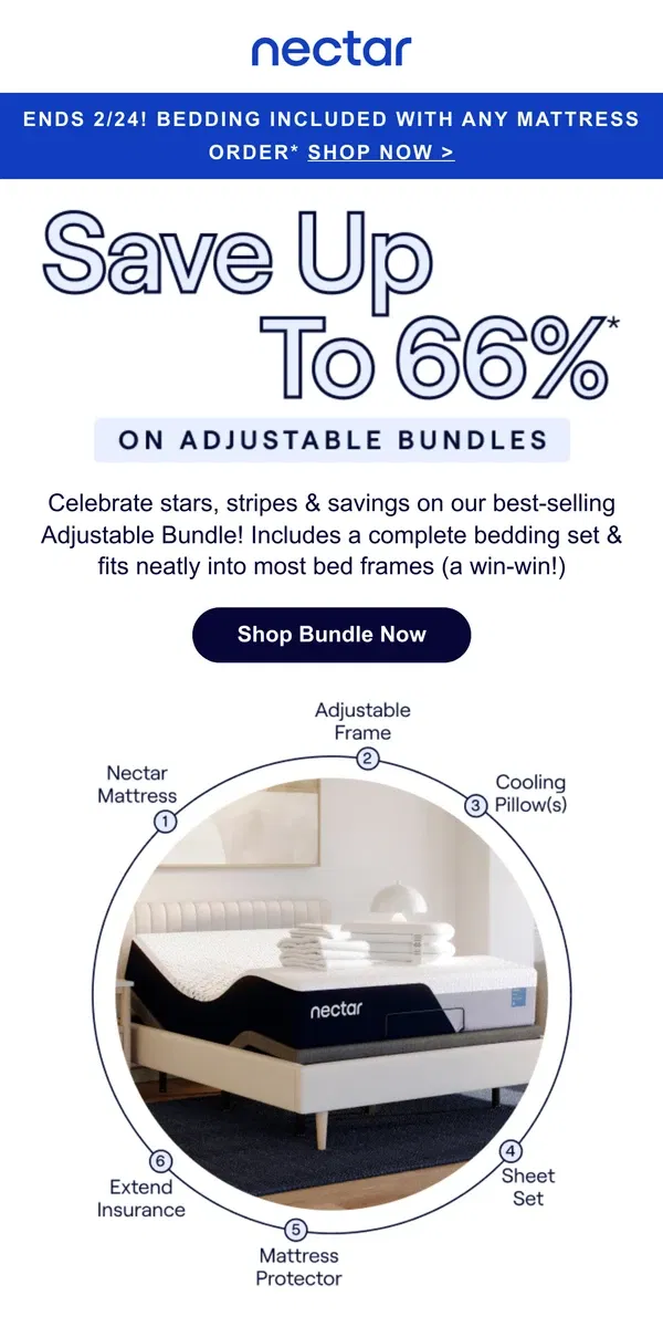 Email from Nectar. ☎️ Ring, ring! Saving of up to 66% on Adjustable Bundles, is on the line!