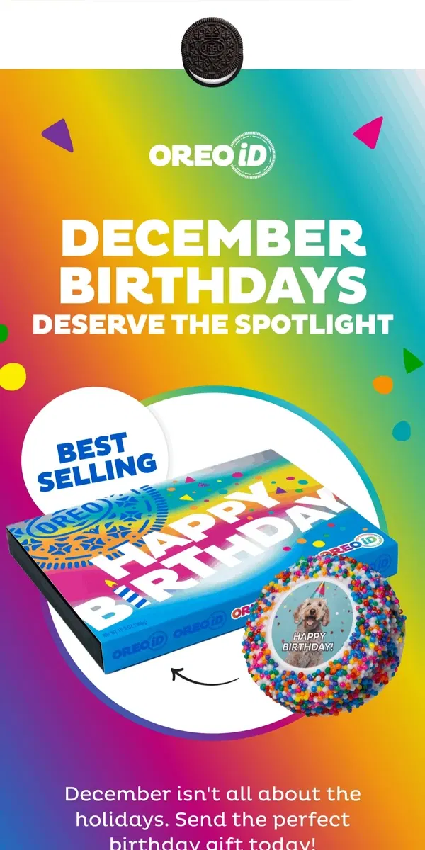 Email from OREO. Plan Ahead: December Birthdays & Holiday Gifts Inside!