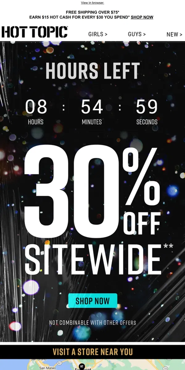 Email from Hot Topic. ⌛ 30% Off ends TONIGHT ⌛