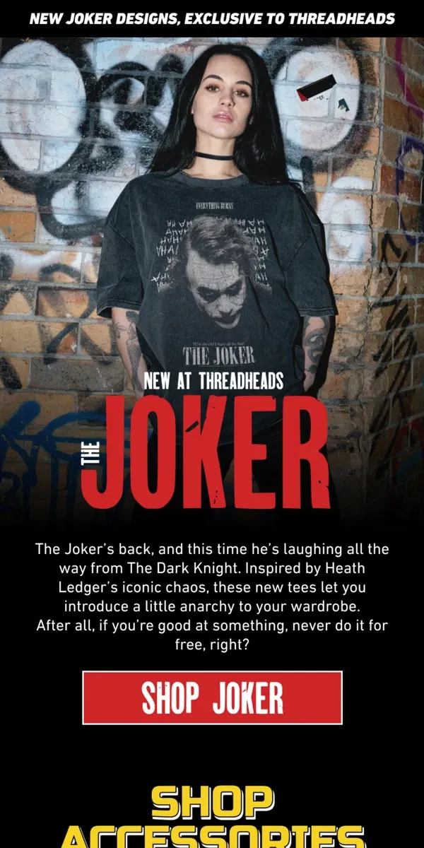 Email from Threadheads. It’s here: The Joker x Threadheads 🤡