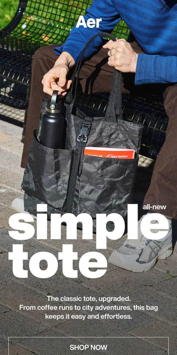 Email from Aer. A Closer Look: Simple Tote