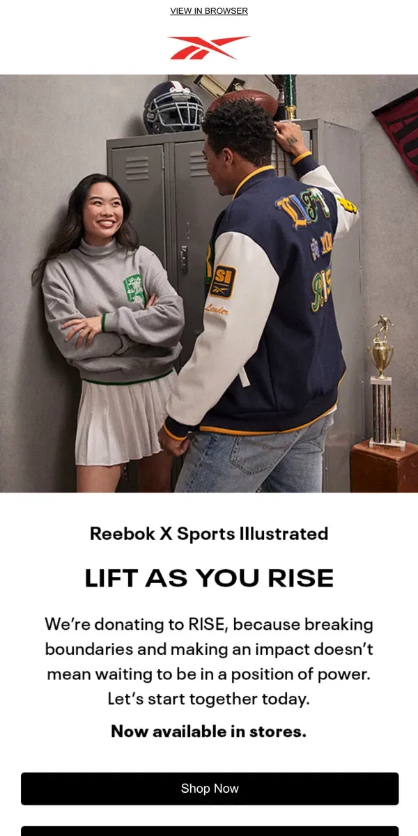 Email from Reebok. Reebok x Sports Illustrated