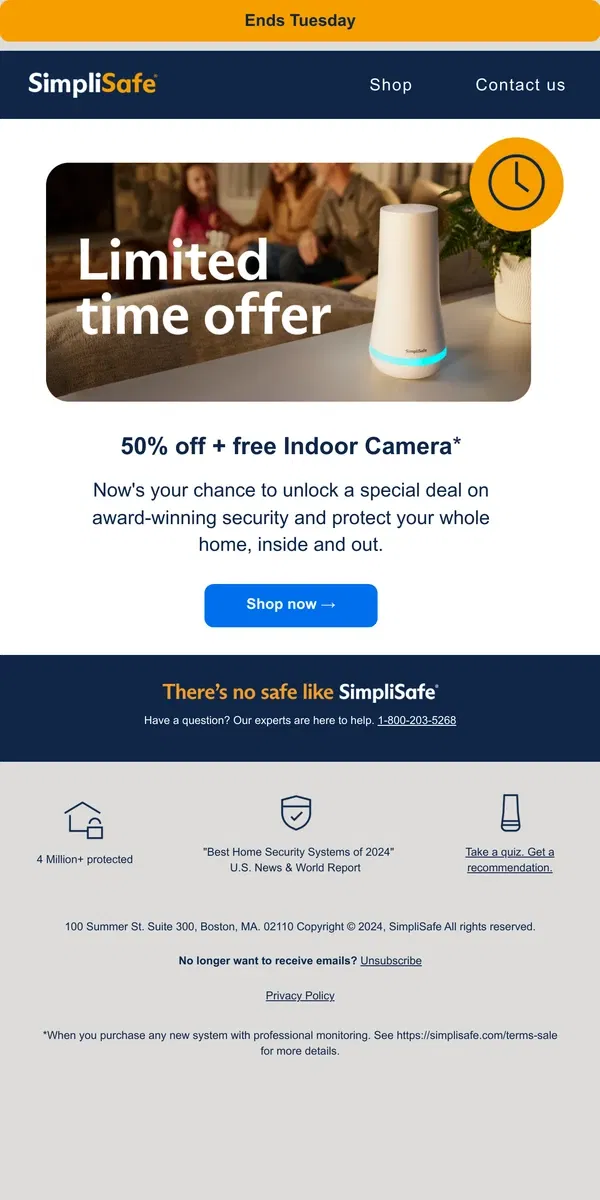 Email from SimpliSafe. Your special offer is inside — snag it now