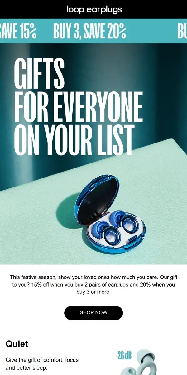 Email from Loop Earplugs. Loop gift guide is here 🎁