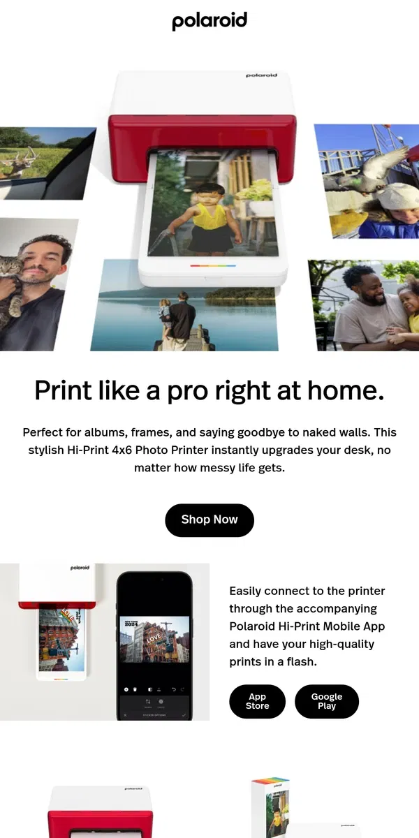 Email from Polaroid. Say goodbye to naked walls.