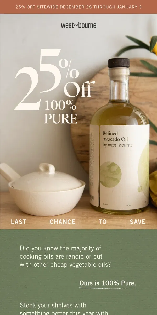 Email from west-bourne. 25% OFF 100% Pure