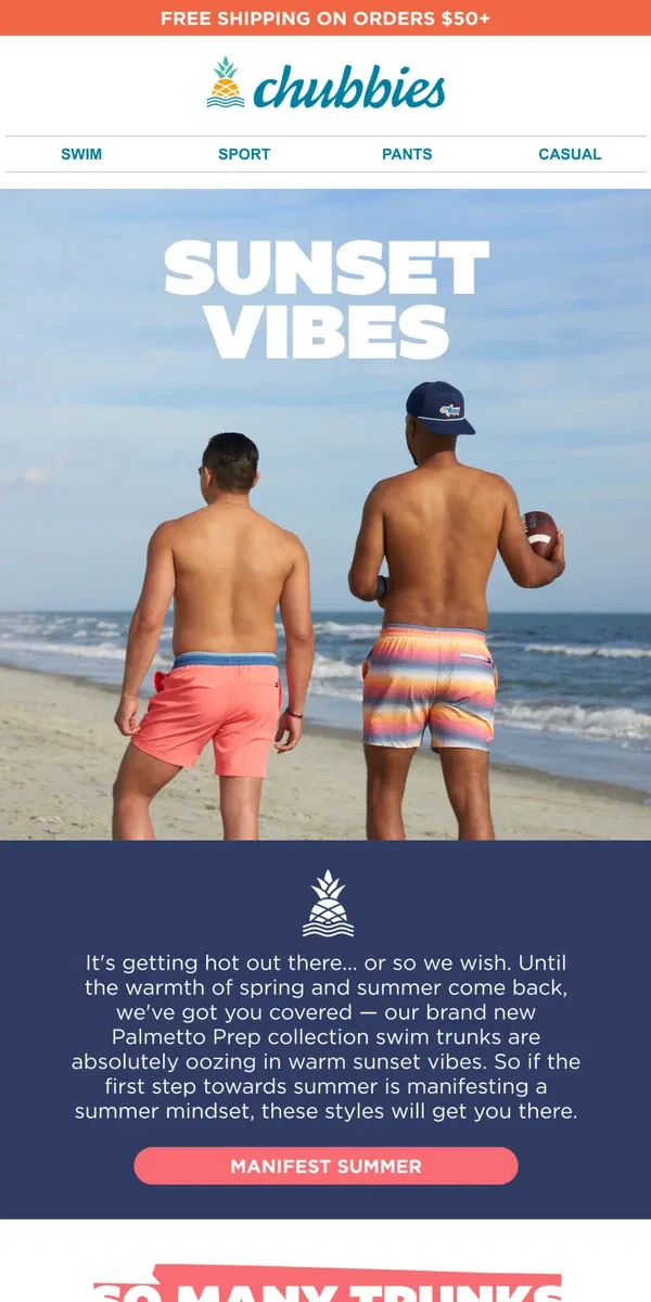 Email from Chubbies Shorts. You'll never wanna wear anything else on vacation