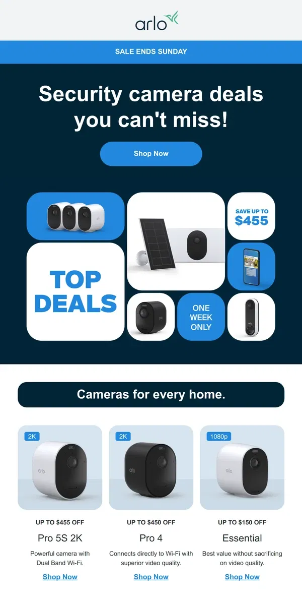 Email from Arlo. Save on best-selling security cameras.