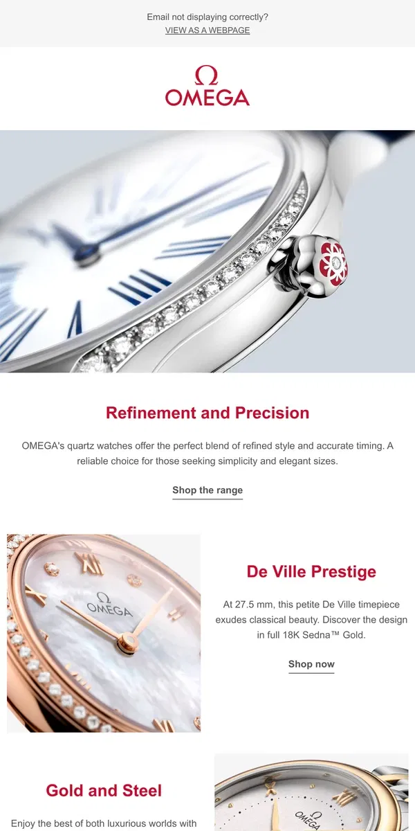 Email from OMEGA. Our Quartz Driven Masterpieces