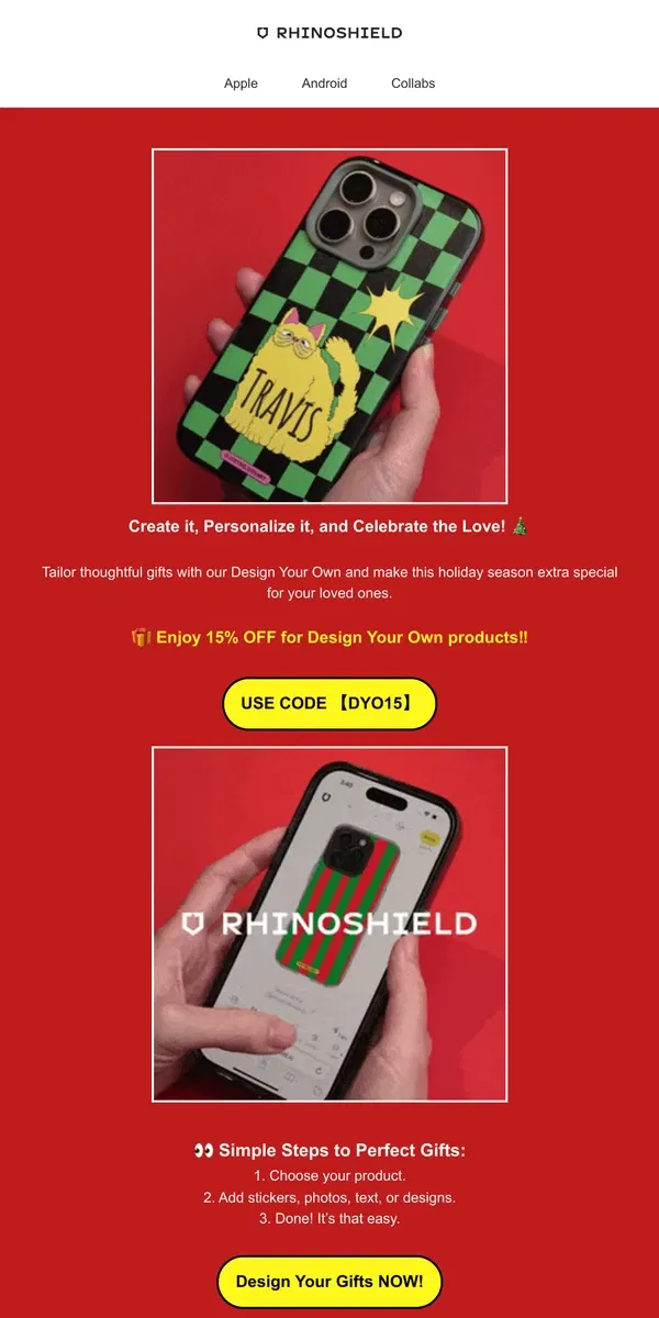 Email from RHINOSHIELD. Design Your Own Joy This Holiday Season! 🧑‍🎄🎄