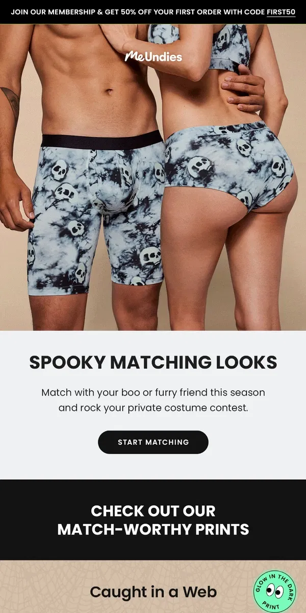 Email from MeUndies. It's a Spooky Match